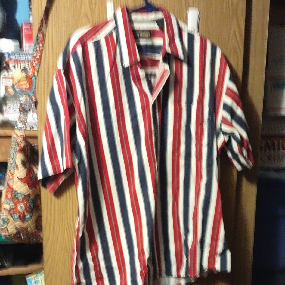 Classic Striped Men's Shirt in Red, White, and Blue